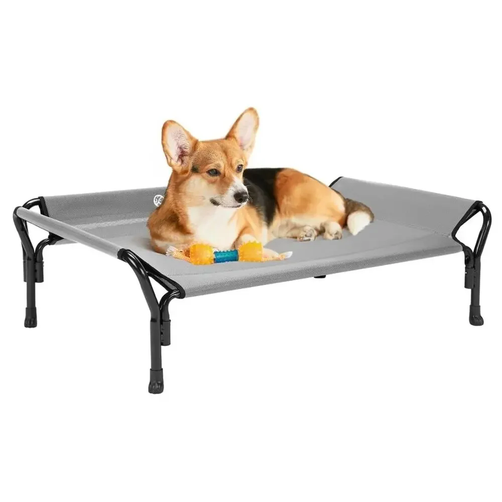 Veehoo Cooling Elevated Dog Bed, Raised Pet Cot with Guardrail & Slope Headrest,